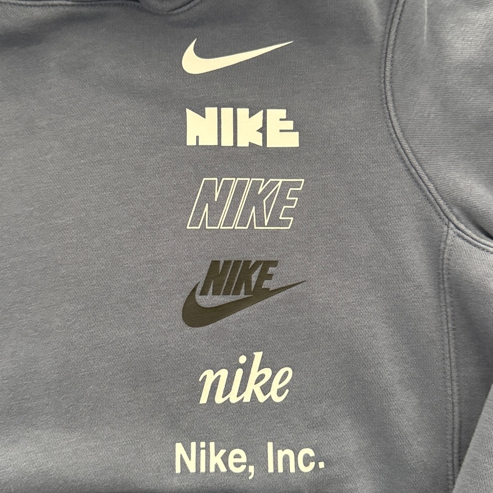 Nike Boys Blue Stacked Logo Hoodie - Picture 3 of 4